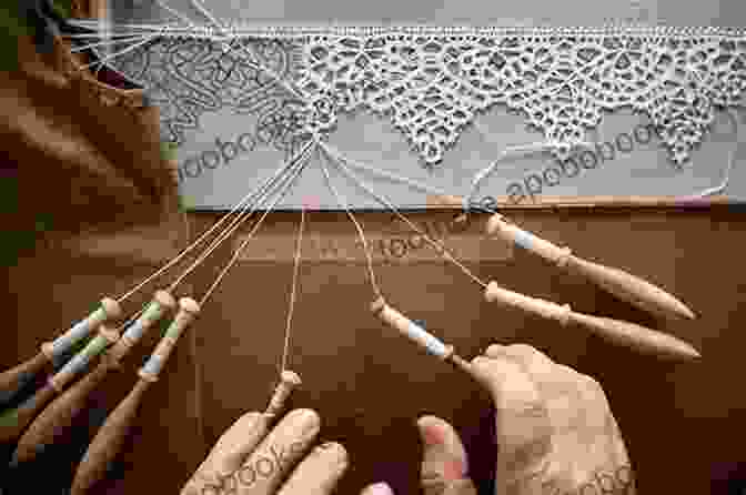 A Close Up Image Of Intricate Bobbin Lace Being Created On A Lace Making Pillow DIY BOBBIN LACE MAKING FOR BEGINNER S: An Easy To Follow Techniques In Making Bobbin Lace Virgin Or Rose Ground For Beginners