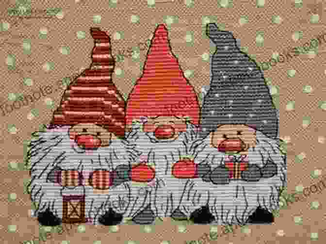 A Cross Stitched Mushroom Gnome With A Cheerful Smile And A Vibrant Mushroom Cap. Mushroom Gnomes: Cross Stitch Patterns