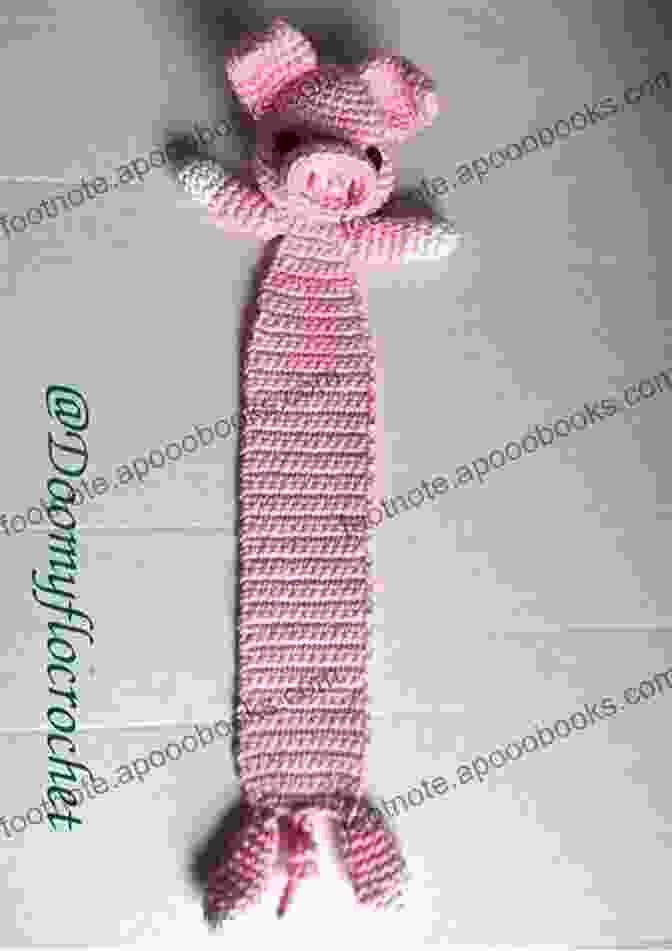 A Cute Crocheted Pig Bookmark With A Pink Body, Black Eyes, And A Curly Tail. Pig Bookmark Or Decor Crochet Pattern Amigurumi (LittleOwlsHut) (Crochet Bookmark 22) (Svetlana Zabelina 21)