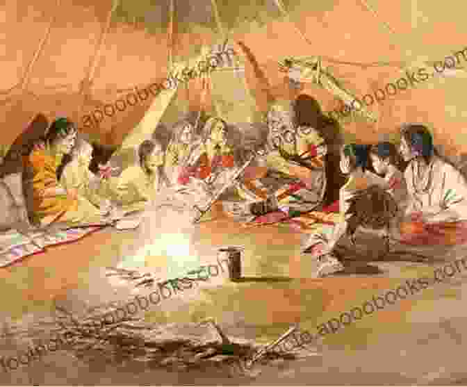 A Painting Depicting A Native American Storyteller Sharing Stories Around A Campfire With A Group Of Listeners. Myths And Legends Of Our Own Land Volume 08 : O