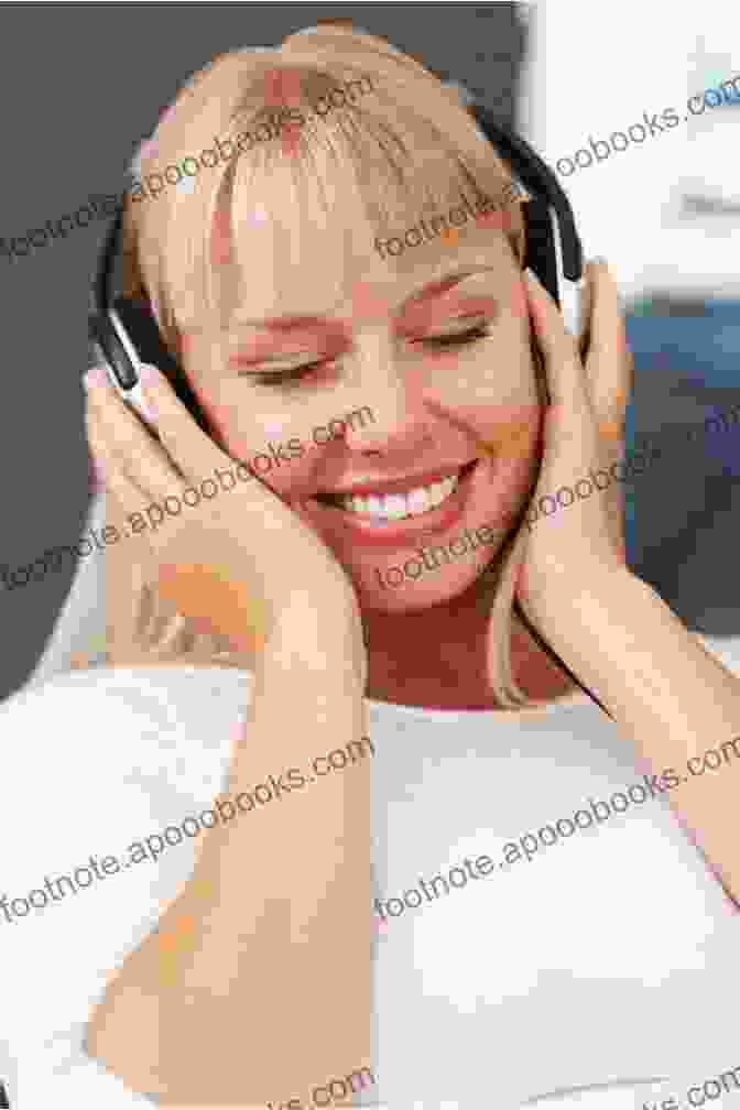 A Young Woman Listening To Music With Headphones, Her Eyes Closed In Ecstasy Loving Music Till It Hurts