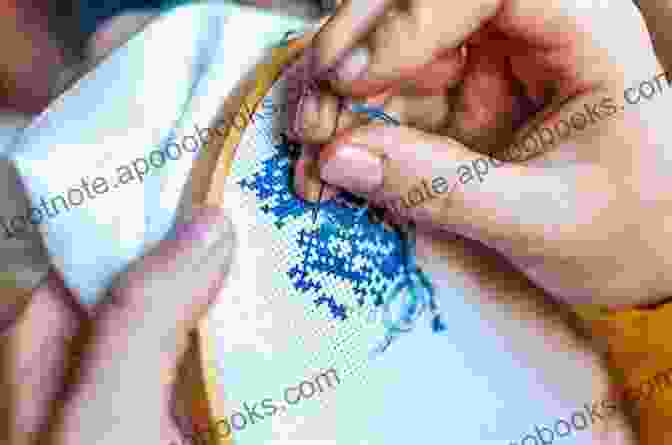 Close Up Of Hands Stitching A Cross Stitch Pattern Mindful Embroidery: Stitch Your Way To Relaxation With Charming European Street Scenes