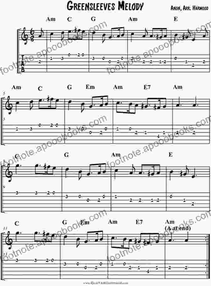 Greensleeves Chorus Tablature Greensleeves Solo Guitar Easy Level Traditional Song In Standard Notation And Tablature For Beginners: TABS And Scores With Short TAB Description And Chord Chart Ukulele Strum Circle Of Fifths