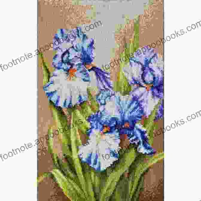 Intricate Cross Stitch Design Featuring A Bouquet Of Irises In Full Bloom, Showcasing The Vibrant Colors And Detailed Craftsmanship. Irises Cross Stitch Pattern: Original Artwork By Vincent Van Gogh