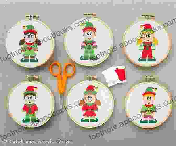 Vintage Cross Stitch Pattern Of A Group Of Elves Playing Musical Instruments Classic Elves: Vintage Christmas Cross Stitch Patterns